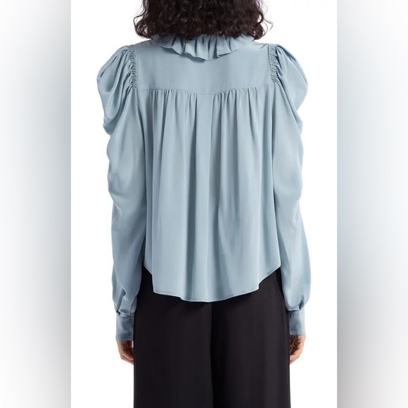 NWT Ulla Johnson Dara Ruffle Neck Silk Button-Up Blouse - Picture 6 of 7